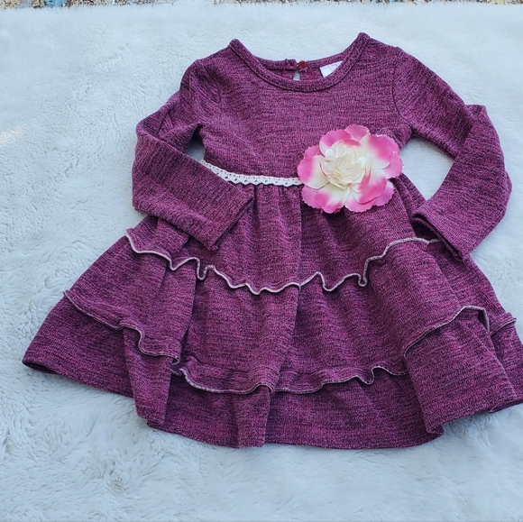 Purple/ Pink  Dress with Pink Flower Accent Size 18m - Picture 1 of 6